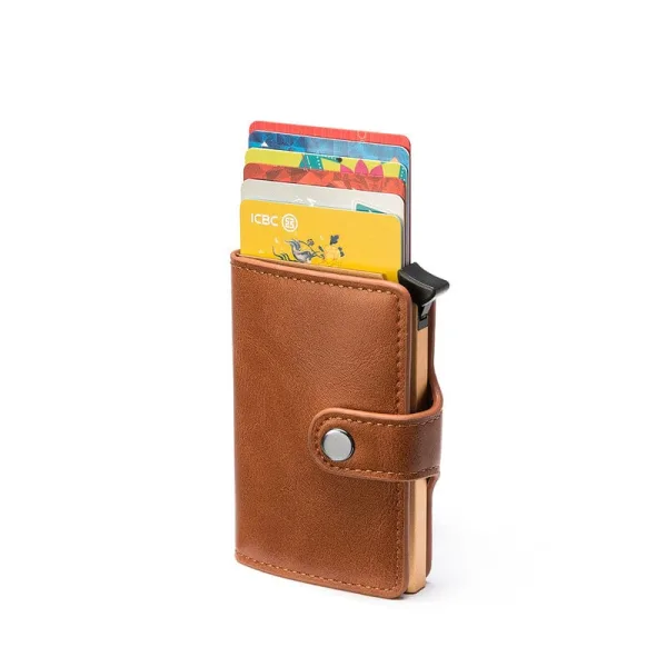 Porte-cartes homme en métal et cuir pu RFID - Le secur™