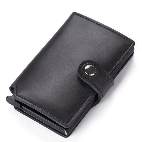 Porte-cartes en cuir et métal RFID - Le secur™