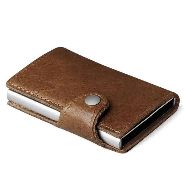 Porte-cartes en cuir lisse RFID - Le secur™