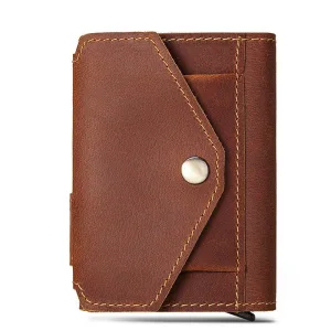 Porte cartes En Cuir Véritable Automatique Rfid Le Secur™