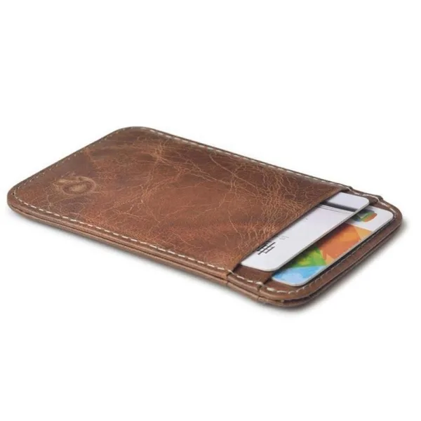Porte-cartes fin en cuir lisse vintage - L’absolu™