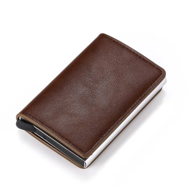 Porte-cartes vintage en métal et simili cuir - L’essentiel™