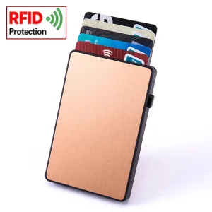 Portecartes Rfid Popup Doré Fin Pour Homme Et Femme