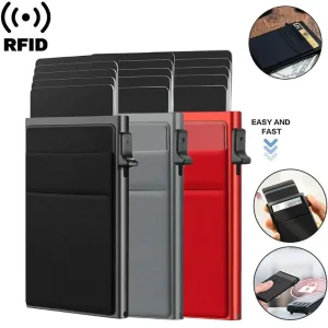 Portecartes De Crédit Rfid Pour Hommes En Aluminium De Sécurité En Cuir Et Métal