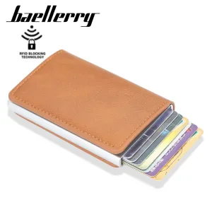 Portefeuille Pour Homme 2024 Nouveau Bloquant Les Rfid En Cuir Pu Portecartes De Crédit Vintage Unisexe Antivol Sécurité Portemonnaie En Aluminium Et Métal