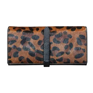 Porte Cartes Long En Cuir Véritable Pour Femme Motif Léopard