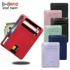 Porte Cartes En Cuir Fin À 8 Emplacements Avec Blocage Rfid