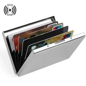 Porte-cartes antimagnétique en aluminium tendance pour femmes et hommes,