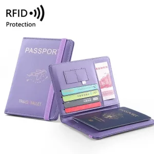 Porte passeport et carte bancaire en cuir, multifonction, RFID,